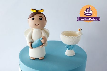 Topper Figura personalizada angelito Bautizo Ponqué Pastel Torta personalizada en Bogotá