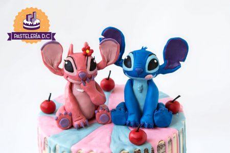 Topper Figura personalizada Stitch y Angel Ponqué Pastel Torta personalizada en Bogotá